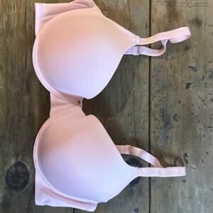 Juicy Couture T-Shirt Bra 34C Pink Logo Underwire Padded Gold Hardware